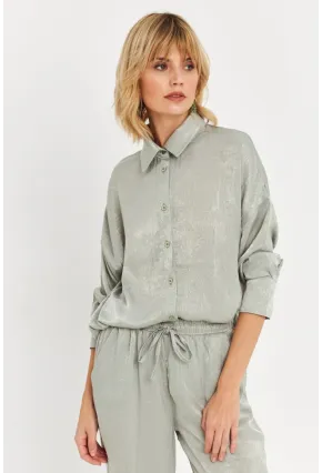 Kadın Mint Saten Gömlek MCAR1127