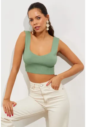 Kadın Mint Triko Crop Atlet YV118