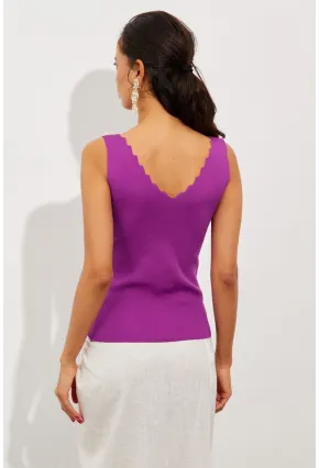 Kadın Mor Merdiven Yaka Triko Bluz YV83