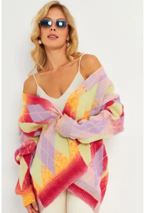 Kadın Multi Baklava Desenli Hırka KAZ23