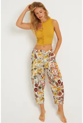 Kadın Multi Desenli Keten Şalvar Pantolon K1253