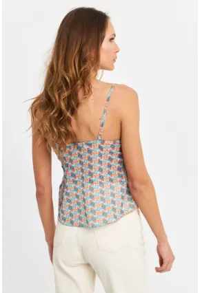 Kadın Multi Desenli Tül Crop Bluz SB309