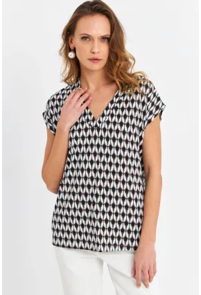 Kadın Multi V Yaka Salaş Bluz MLPP643