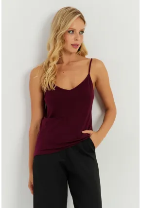 Kadın Mürdüm Askılı Bluz AYD269