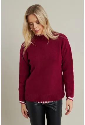 Kadın Mürdüm Triko Kazak AYD390