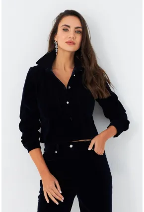 Kadın Parlament Taş Düğmeli Kadife Gömlek Ceket CAR1075