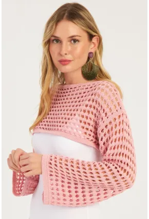 Kadın Pembe Ajurlu Bolero YV115