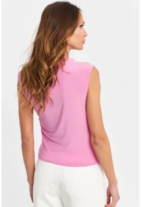Kadın Pembe Büzgülü Kolsuz Bluz LPP1205-90