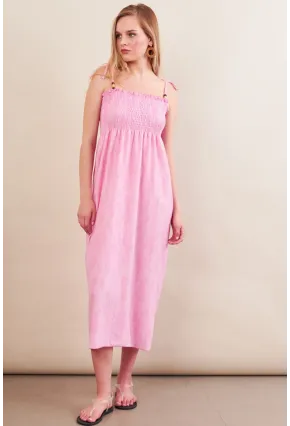 Kadın Pembe Gipeli Midi Plaj Elbisesi OR501