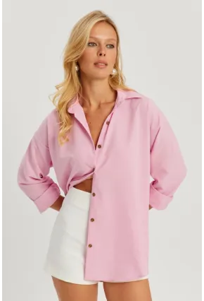 Kadın Pembe Gömlek Q987