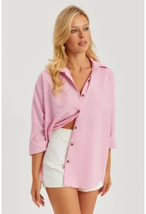 Kadın Pembe Gömlek Q987