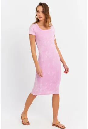 Kadın Pembe Kaşkorse Midi Elbise ALB200