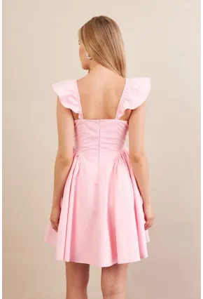 Kadın Pembe Midi Dokuma Elbise PSG1010