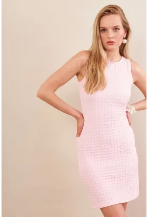 Kadın Pembe Rustik Mini Elbise FLU7310