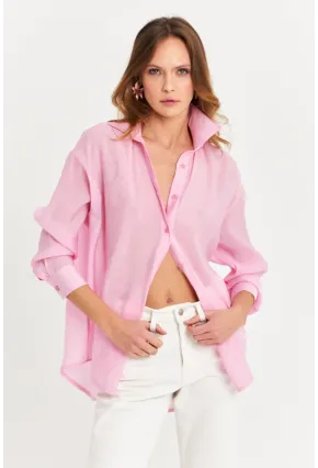 Kadın Pembe Sırtı Açık Gömlek MOD2369-90