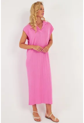 Kadın Pembe Triko Midi Elbise KZ3238