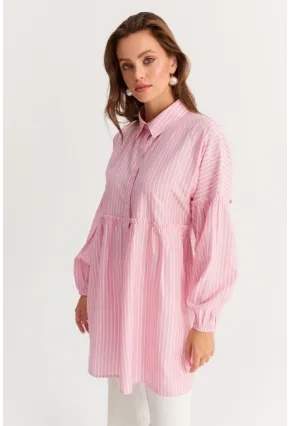 Kadın Pembe Tunik Gömlek MASF12