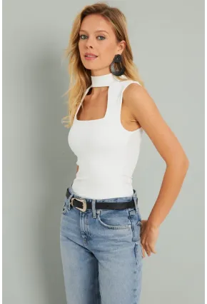 Kadın Pencereli Bluz Beyaz AYD275