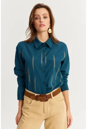 Kadın Petrol Taşlı Gömlek ZER412