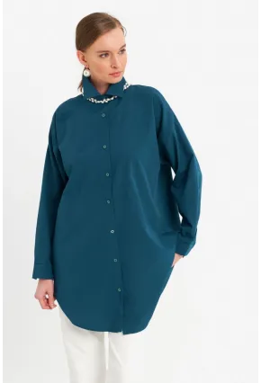 Kadın Petrol Tunik Gömlek MZER428