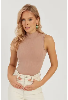 Kadın Pudra Fitilli Kolsuz Bluz LPP1261