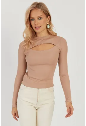 Kadın Pudra Pencereli Bluz LPP1256