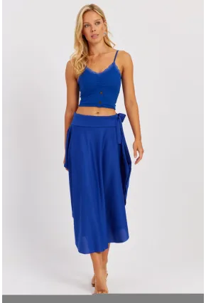 Kadın Saks Asimetrik Etek LV176