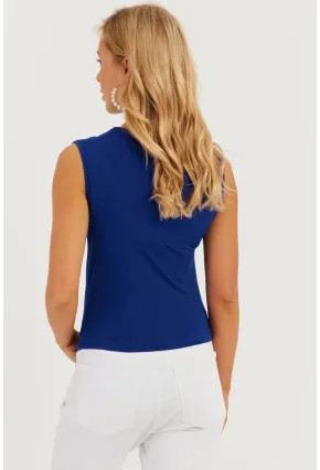 Kadın Saks Büzgülü Bluz YZ625