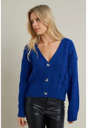 Kadın Saks Saç Örgülü Hırka YV295