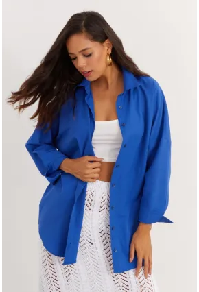 Kadın Saks Salaş Gömlek SF2132