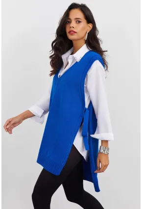 Kadın Saks Triko Süveter YV103