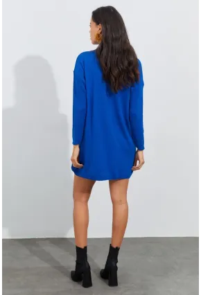 Kadın Saks Triko Tunik YV110