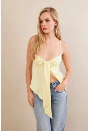 Kadın Sarı Büzgülü Asimetrik Bluz ZH172