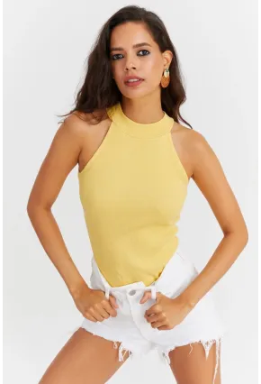 Kadın Sarı Kaşkorse Kolsuz Bluz Yİ1566