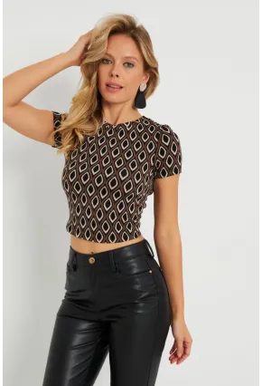 Kadın Sırt Dekolteli Crop Bluz Kahverengi AYD271