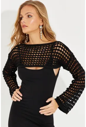 Kadın Siyah Ajurlu Bolero YV115
