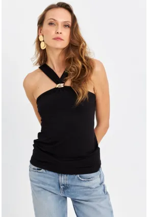 Kadın Siyah Aksesuarlı Bluz EY3068