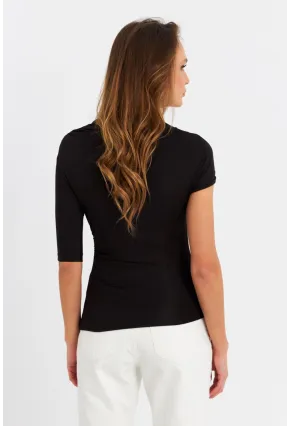 Kadın Siyah Aksesuarlı Bluz EY3074