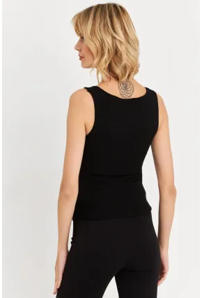 Kadın Siyah Aksesuarlı Kaşkorse Bluz RLO116