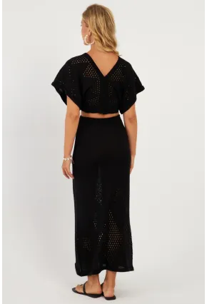 Kadın Siyah Alt Üst Triko Etek Takım KZ3233