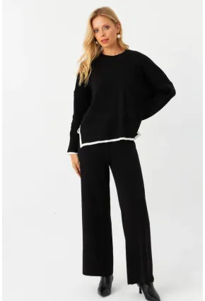 Kadın Siyah Alt Üst Triko Takım  MYİL12