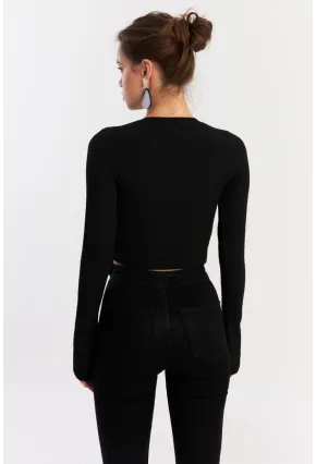 Kadın Siyah Asimetrik Bluz CG384