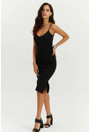 Kadın Siyah Askılı Kaşkorse Elbise CG236