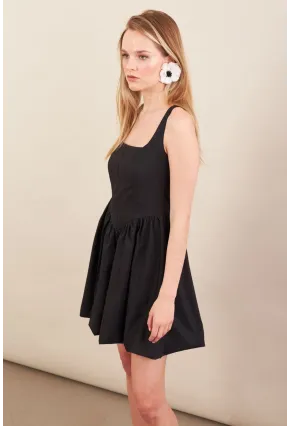 Kadın Siyah Askılı Mini Balon Elbise ERL105