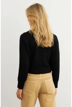 Kadın Siyah Ayıcıklı Kazak MKED7429