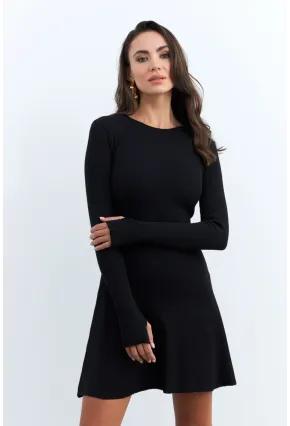 Kadın Siyah Bağlamalı Kaşkorse Mini Elbise FRY2175