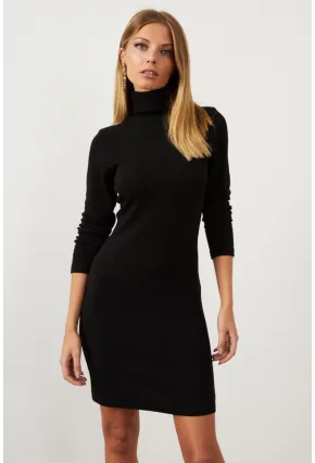 Kadın Siyah Balıkçı Yaka Kaşkorse Elbise Yİ1968