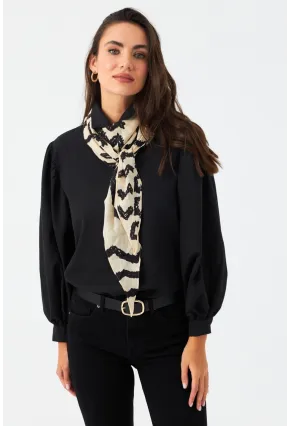 Kadın Siyah Balon Kol Gömlek MZER416