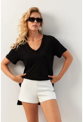 Kadın Siyah Basic Bluz RX438