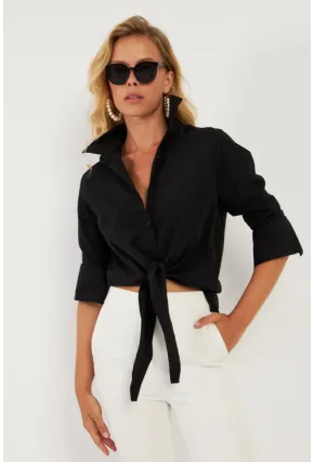 Kadın Siyah Basic Gömlek ZER409